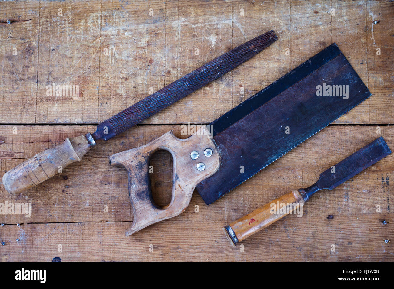 Chisel hand saw rasp wood carpentry hi-res stock photography and images -  Alamy