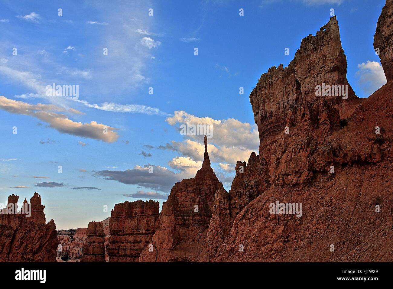 Low Angle View Of Rock Formations At Bryce Canyon National Park Stock Photo