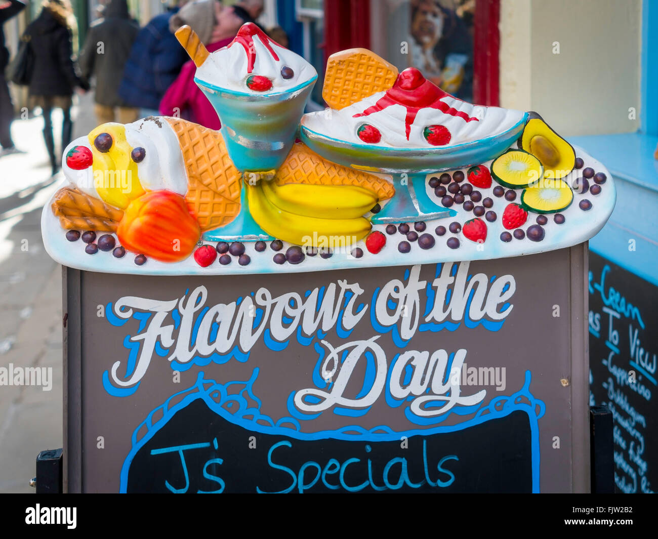 Sign for J's Coffee Shop and Ice Cream Parlour Sandgate Whitby North