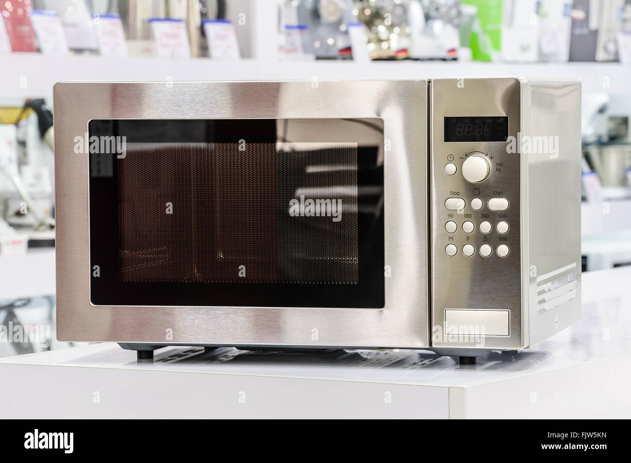 microwave oven in retail store Stock Photo