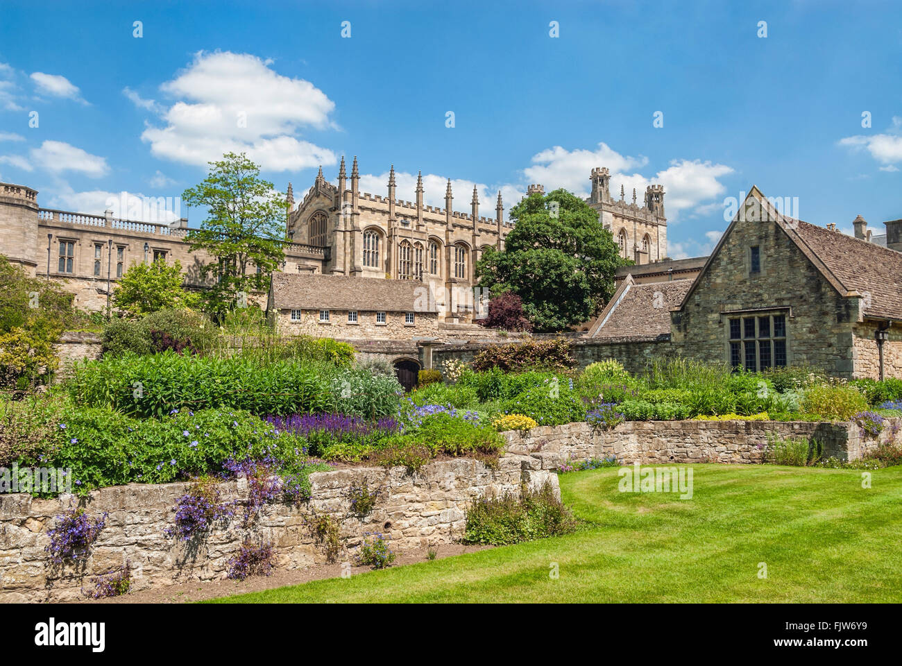 Flower Garden of Christchurch Cathedral of Oxford, Oxfordshire, England, United Kingdom Stock Photo
