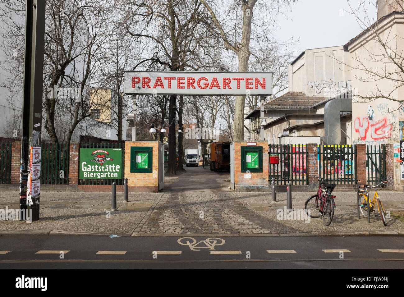 BERLIN, MARCH 02: The 'Pratengarten', the oldest 'Biergarten' in Berlin on March 02, 2016. Stock Photo