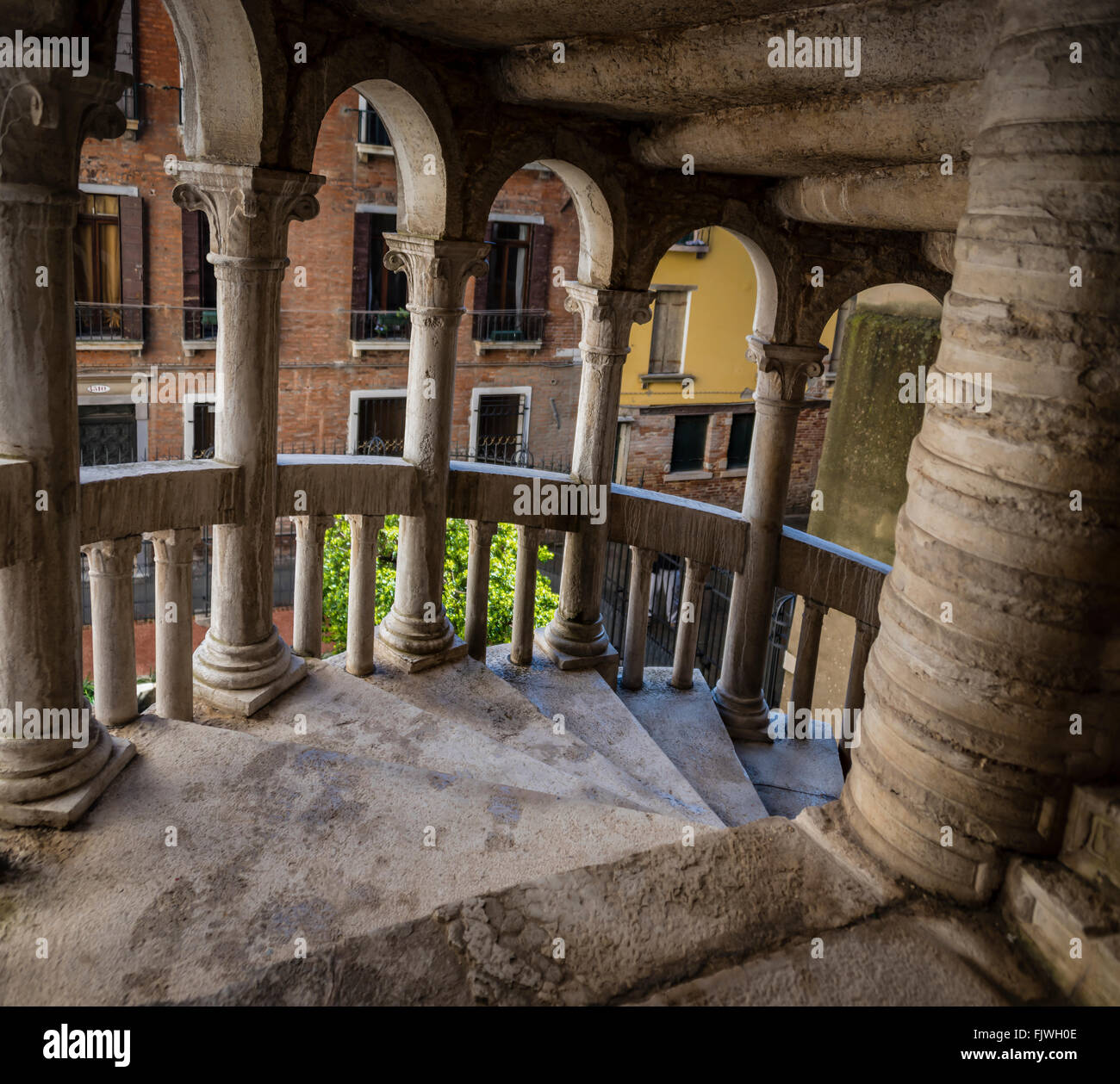 Scala Contarini del Bovolo spiral staircase in Venice, Italy Stock