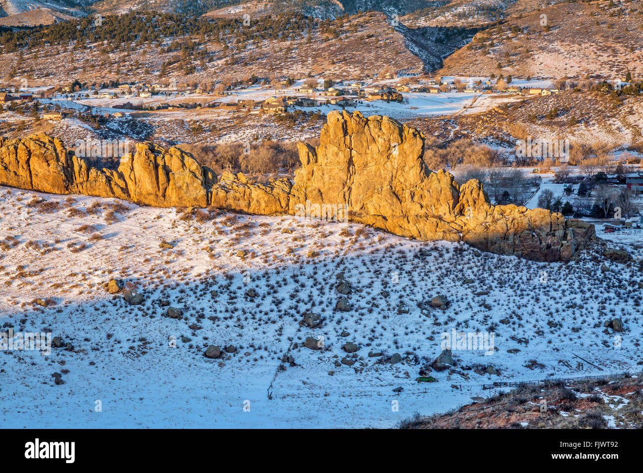 Devils Backbone rock formation at foothills of Rocky Mountains in ...