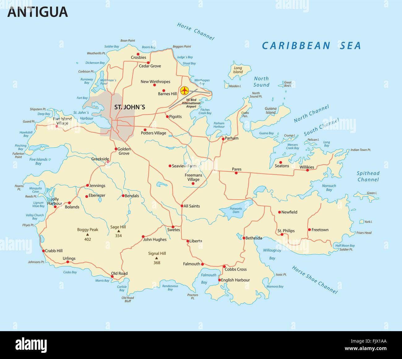 antigua road map Stock Vector Image & Art - Alamy