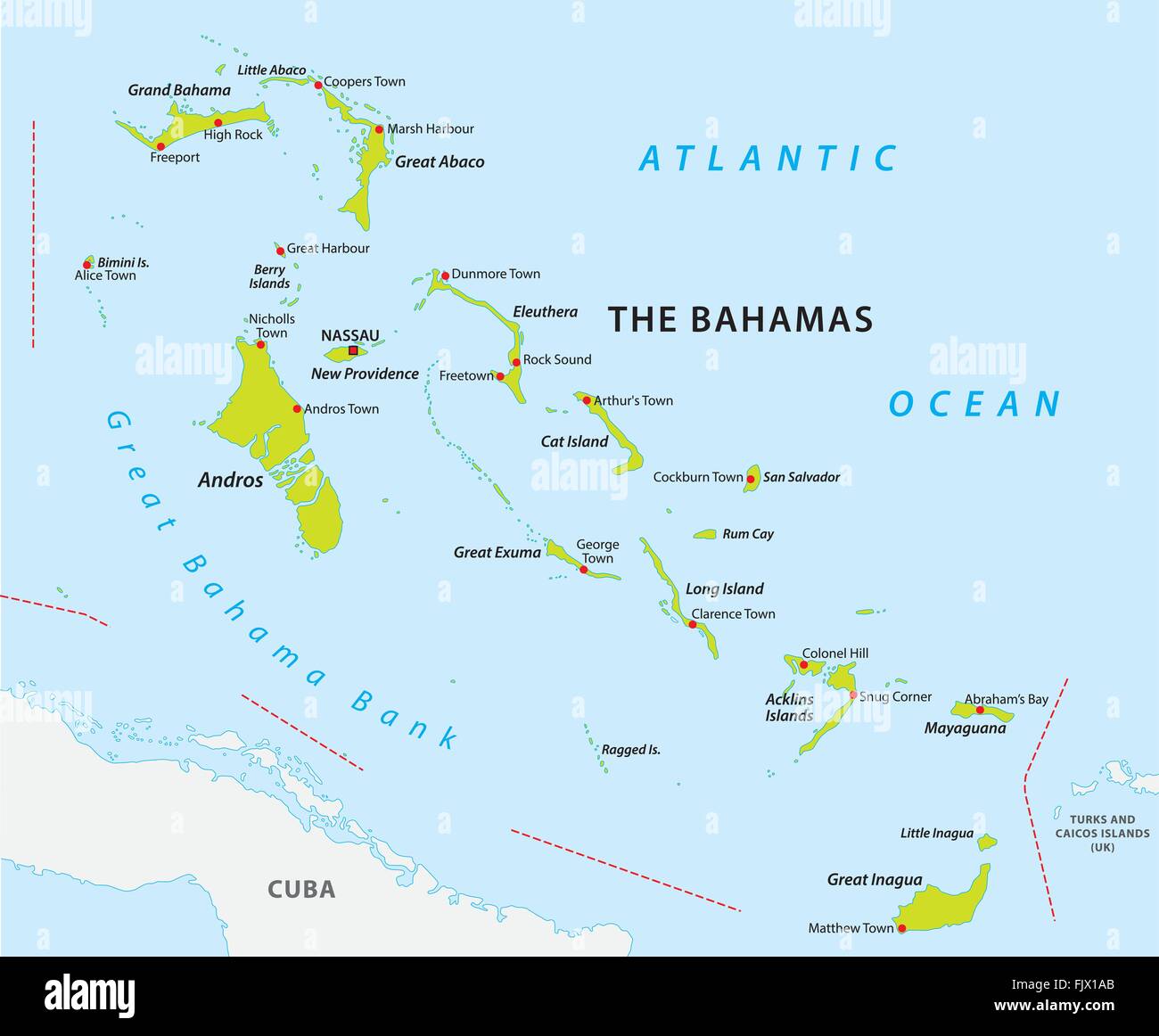 Bahamas map Stock Vector