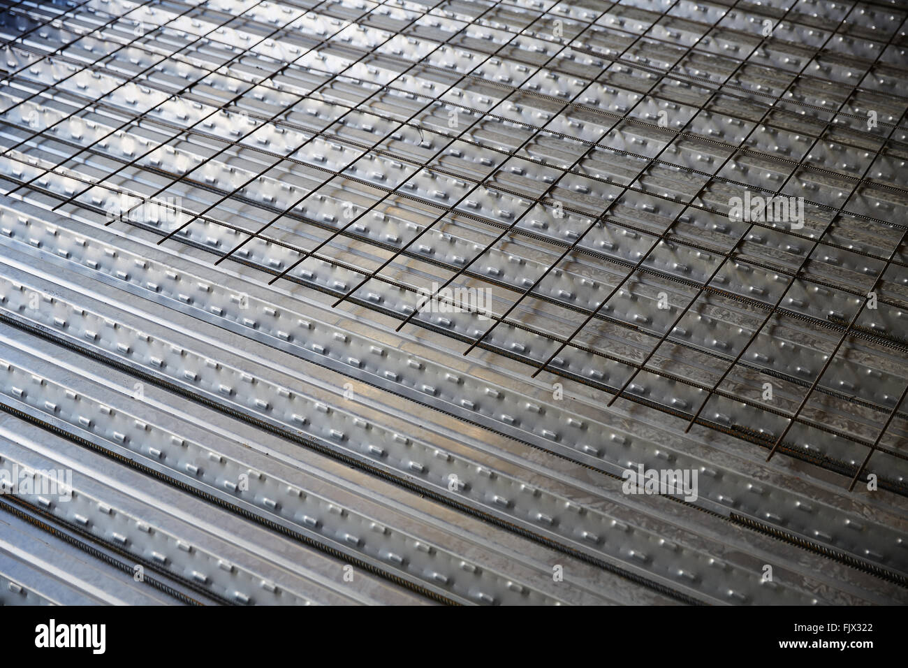 reinforced concrete slab with sheet metal formwork Stock Photo Alamy