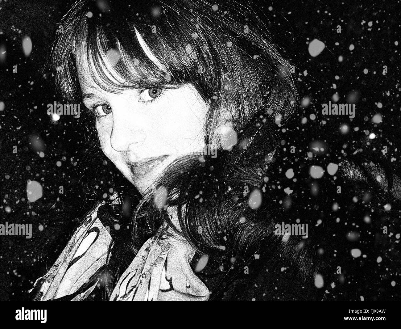 Beautiful Woman Snow Black And White Stock Photos Images Alamy
