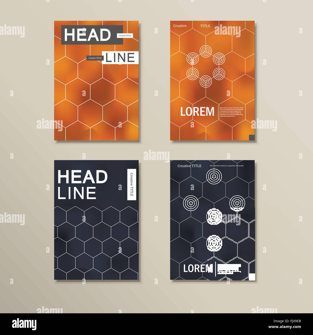 Geometric hexagon pattern design. Vector set Stock Vector Image & Art