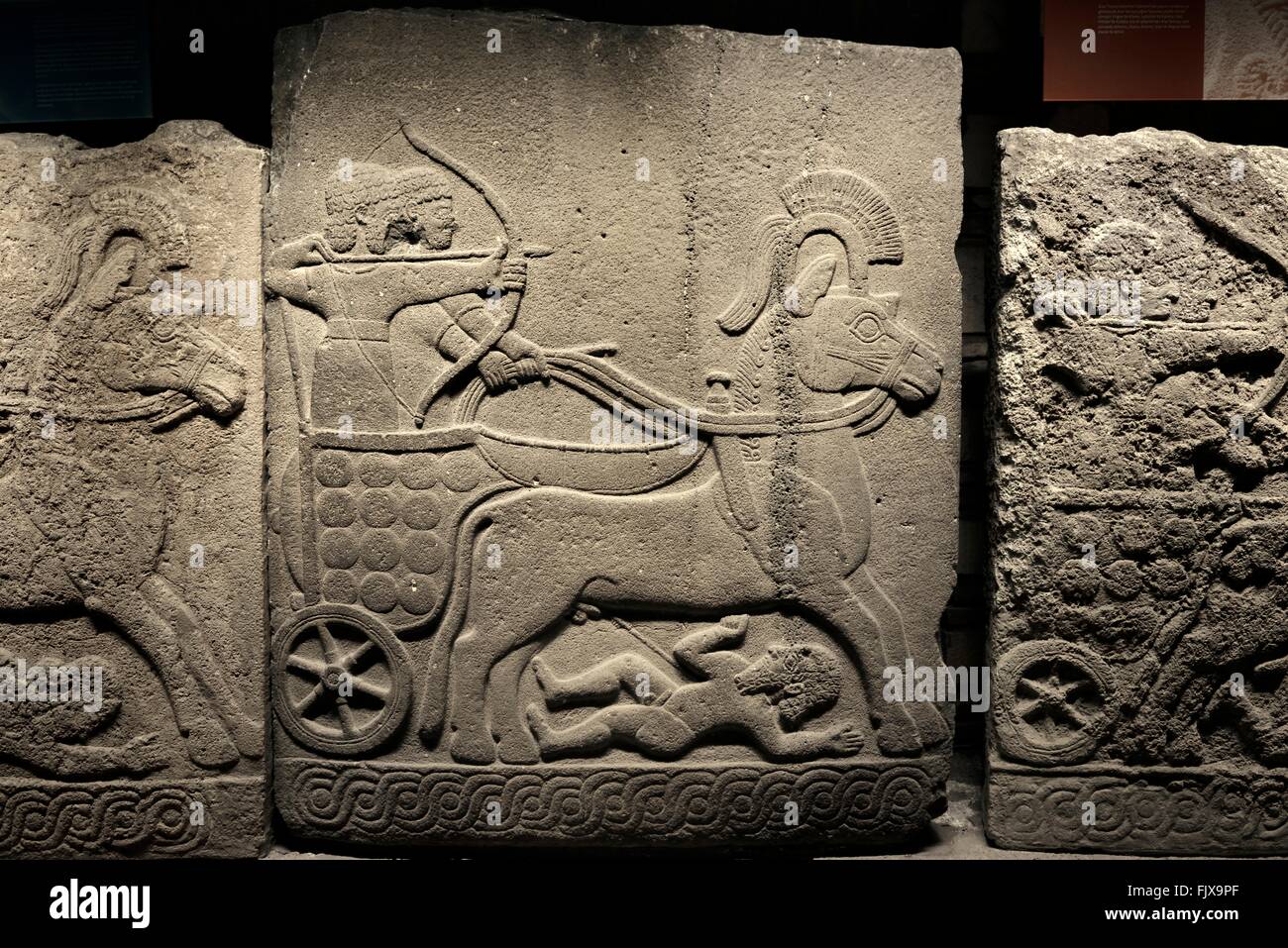 Assyrian war chariot archer. Basalt carving from Carchemish 8C BC. Museum of Anatolian Civilizations, Ankara, Turkey Stock Photo