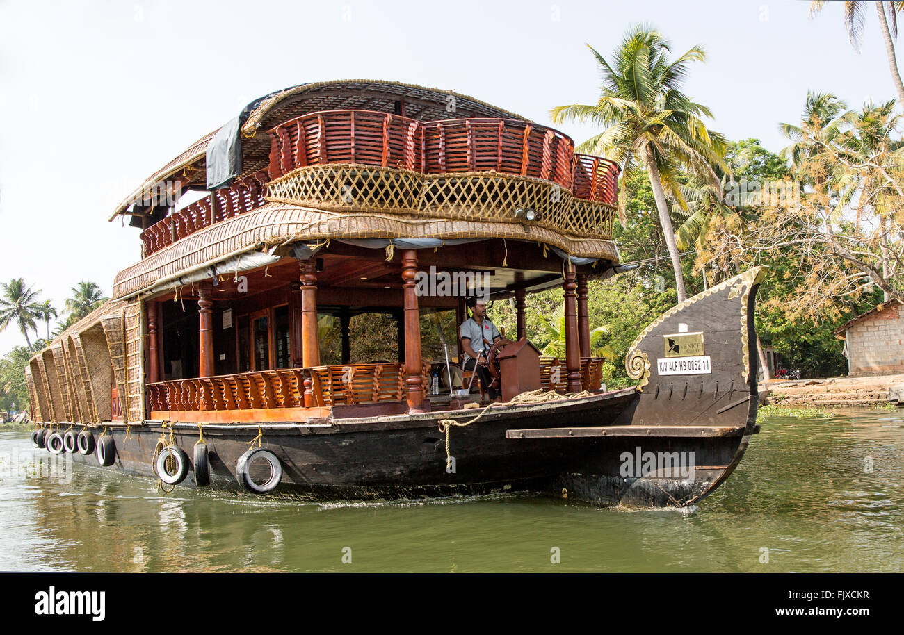 Traditional Houseboat Backwaters Kerala India Stock Photo