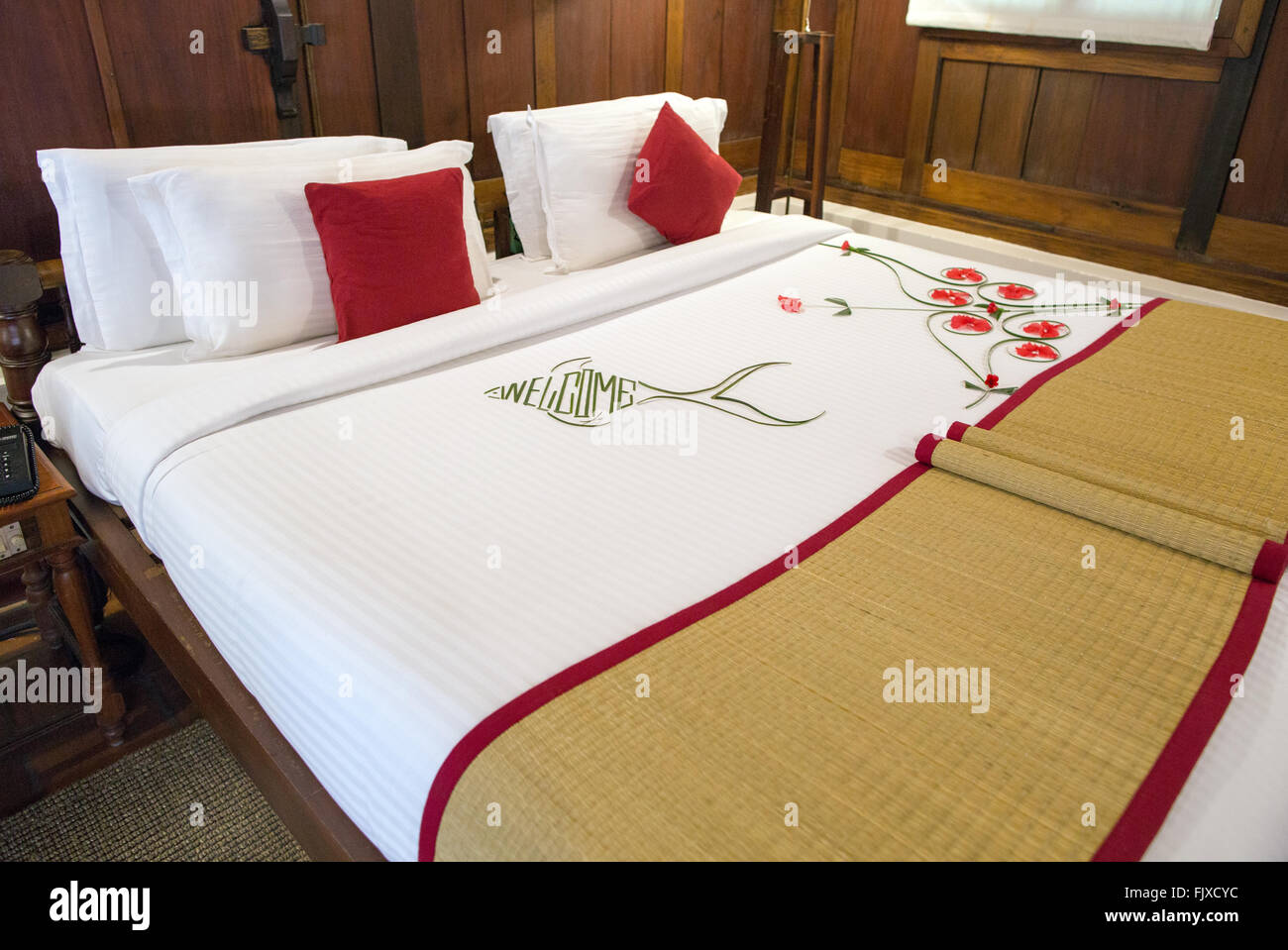 Double Bed Keralan Style Kerala India Stock Photo Alamy