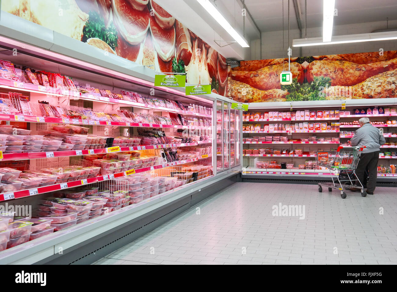 Butchery department of Supermarket Stock Photo
