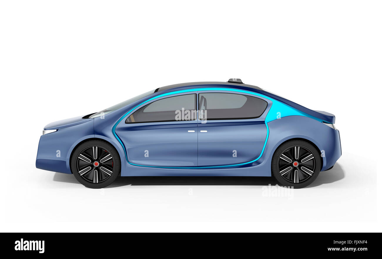 Side view of autonomous electric car isolated on white background. Clipping path available. Stock Photo