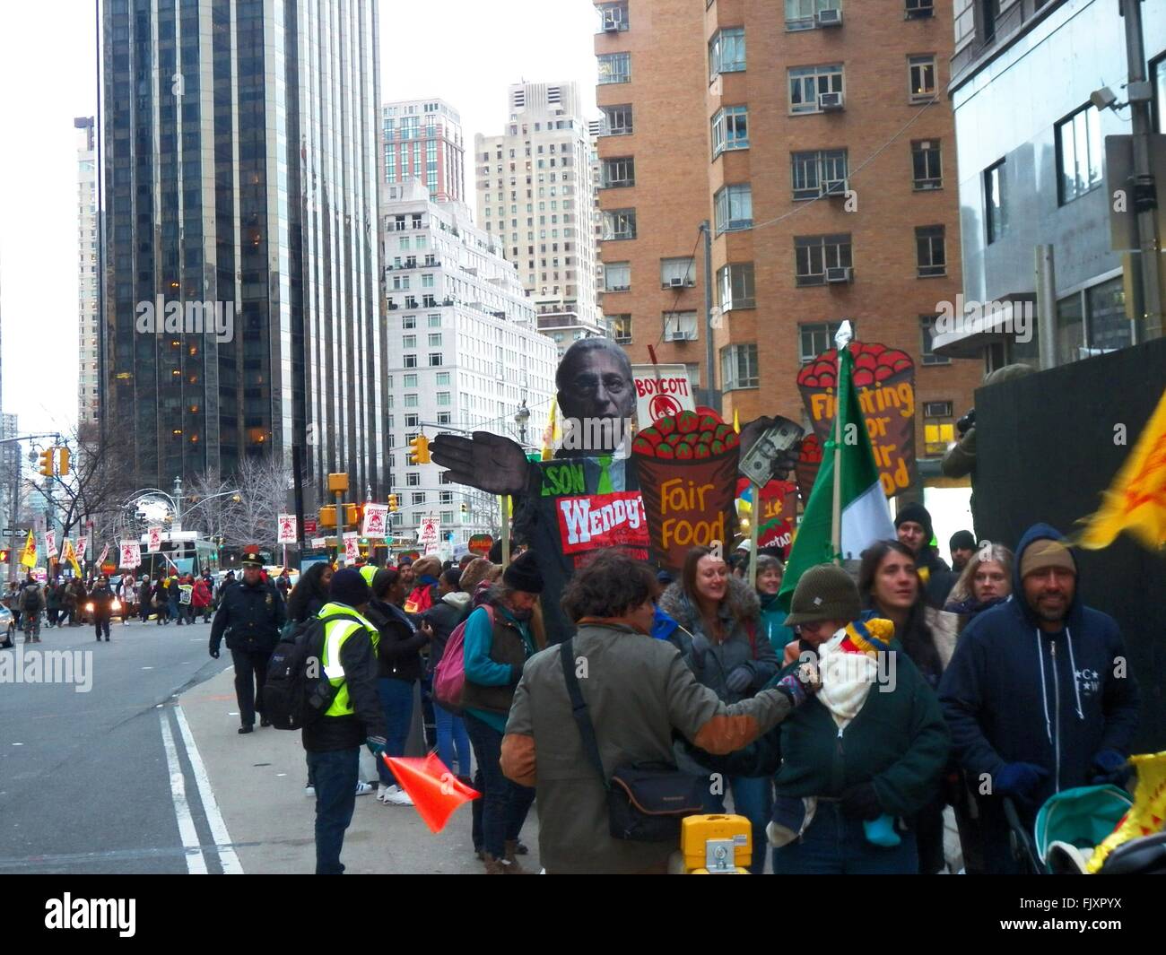 New York, USA. 3rd March, 2016. Workers' Voice NYC Rally and March to Offices of Wendy's President Nelson Peltz, in their fight for farm workers and all workers rights, with Fair Food allies from across New York to kick off this year's major mobilization, the 2016 Workers' Voice Tour Credit:  Mark Apollo/Alamy Live News Stock Photo