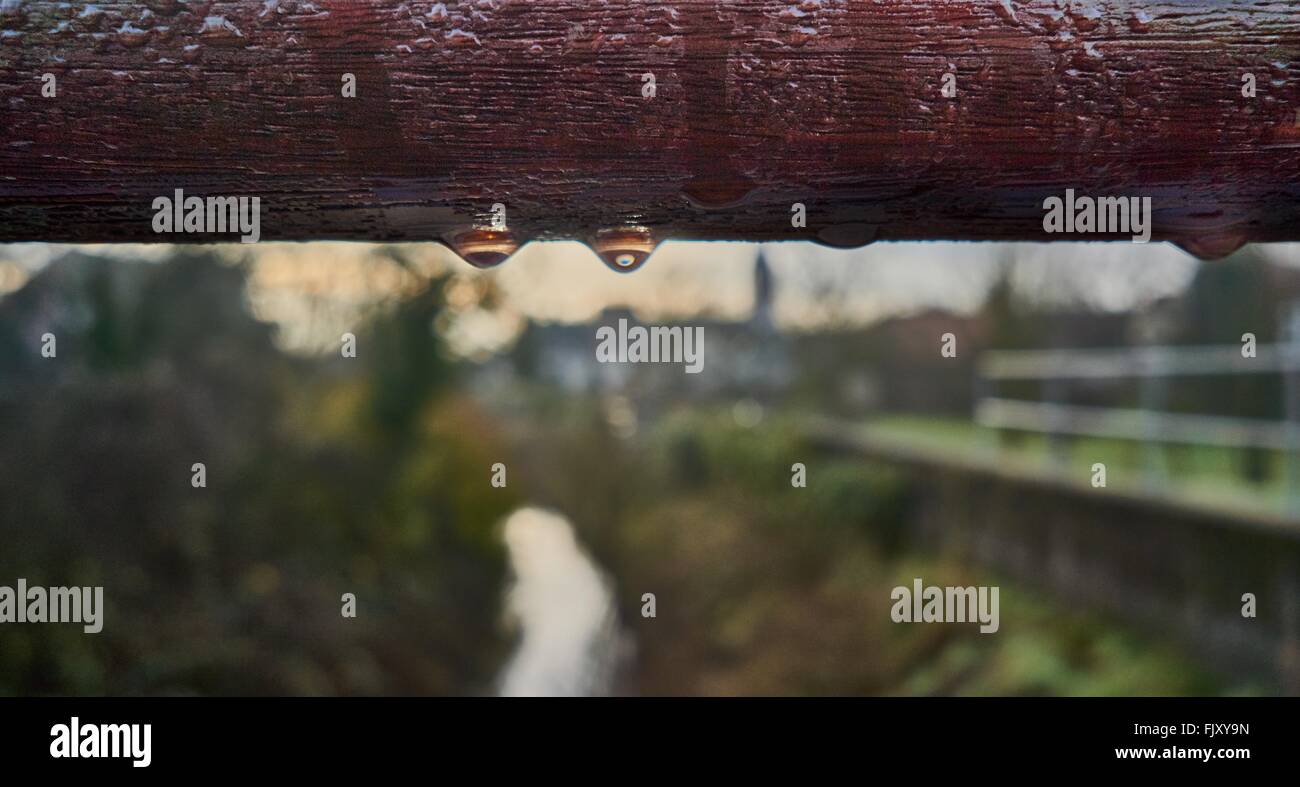 Close-Up Of Wet Wooden Fence Stock Photo