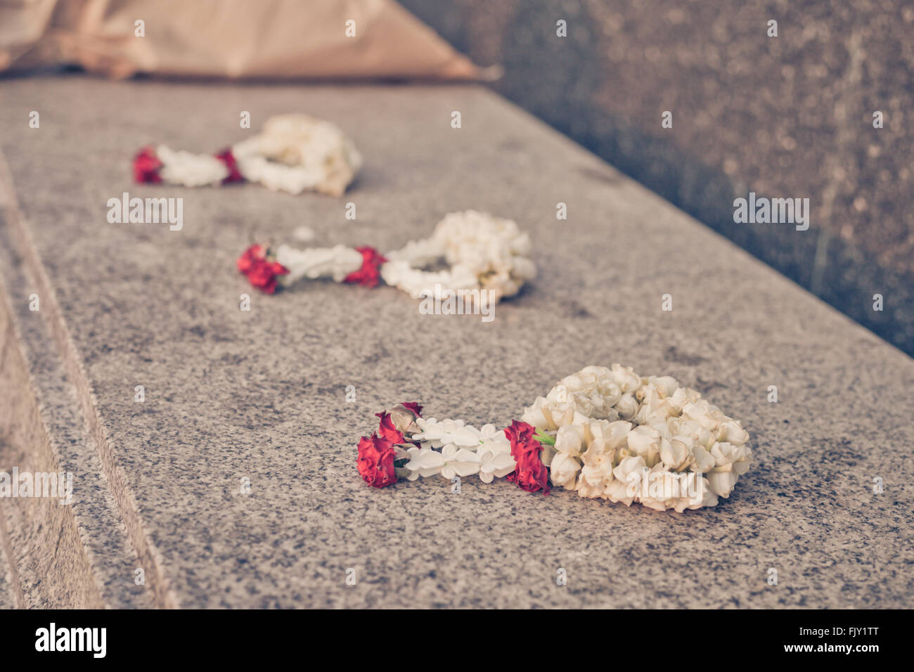 Jasmine garland , The flower in Thai Traditional Style , Vintage filter Stock Photo