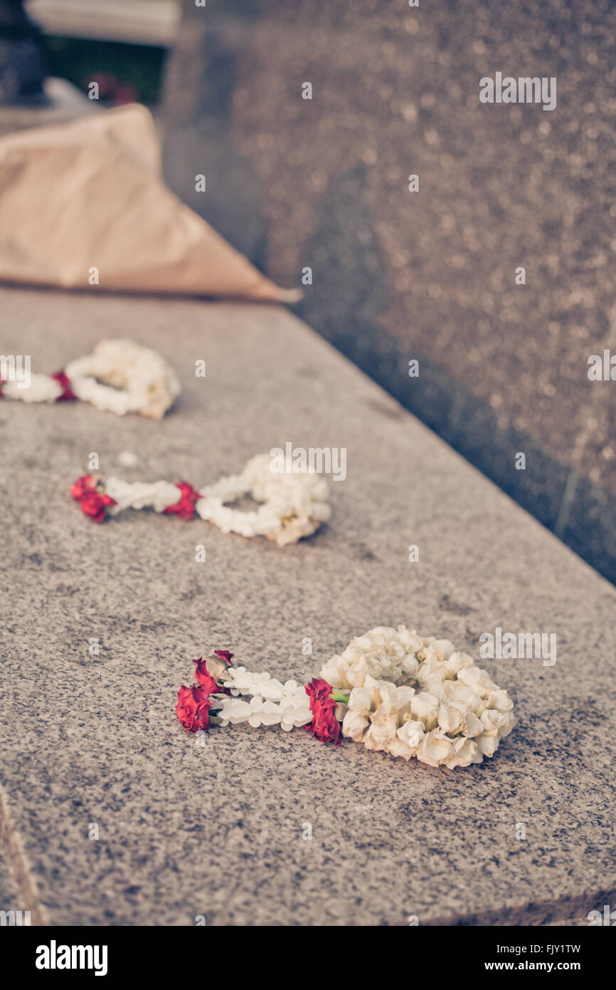 Jasmine garland , The flower in Thai Traditional Style , Vintage filter Stock Photo