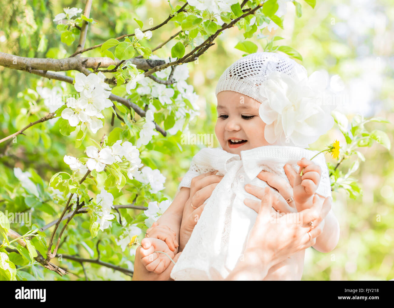 Cute smiling baby girl outdoors Stock Photo - Alamy