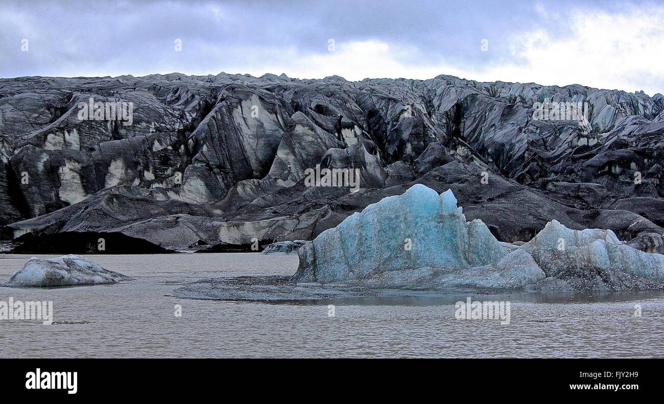 Icebergs And Rock Formations At Skaftafell Stock Photo