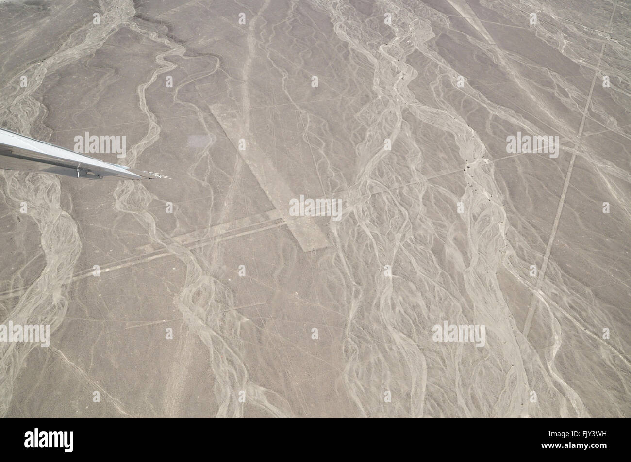 Aerial View Of Desert Seen From Airplane Window Stock Photo