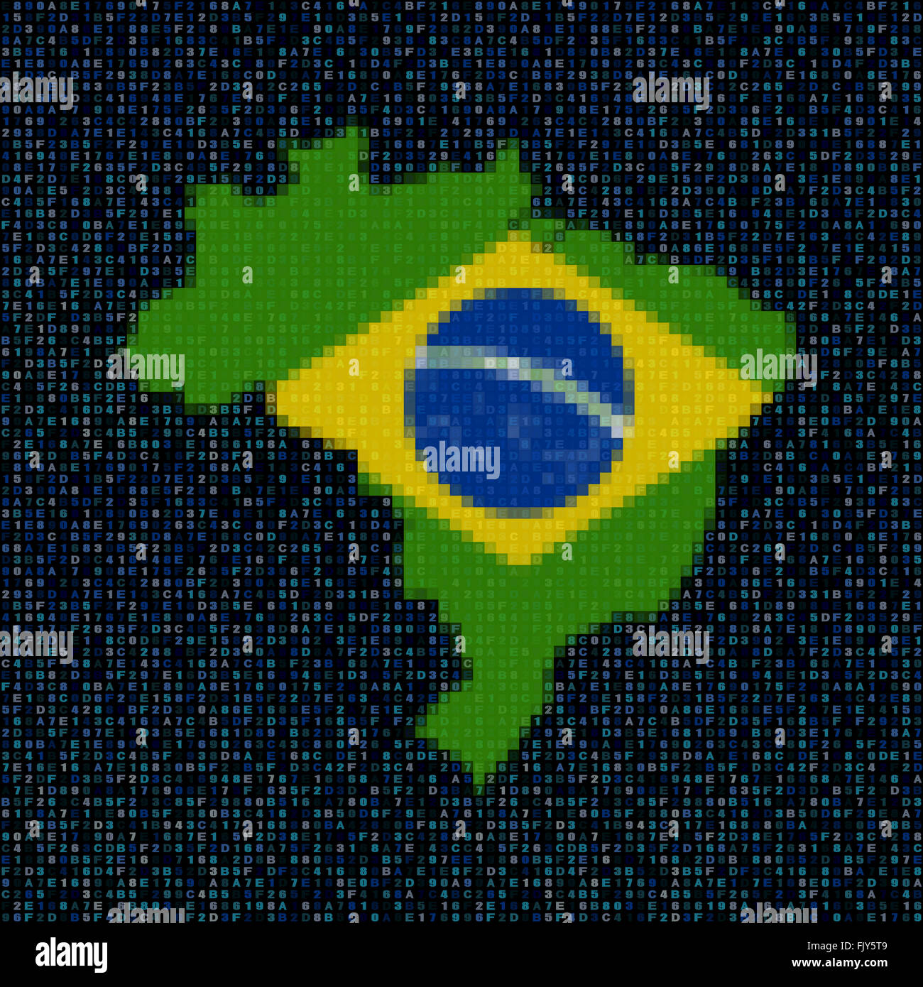 Brazil map flag on hex code illustration Stock Photo Alamy