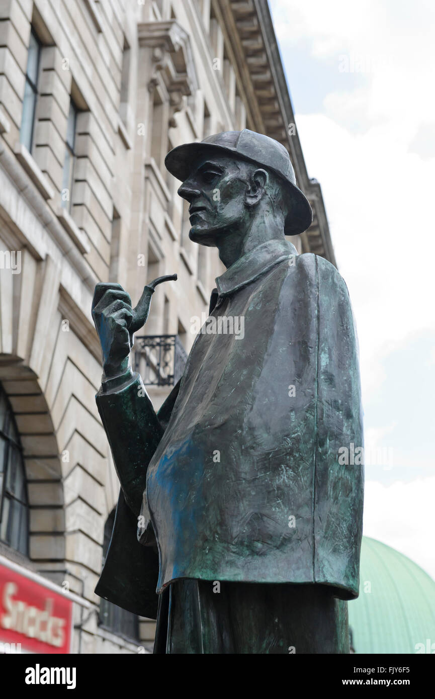 Detective Sherlock Holmes Metallic Bronze Statue