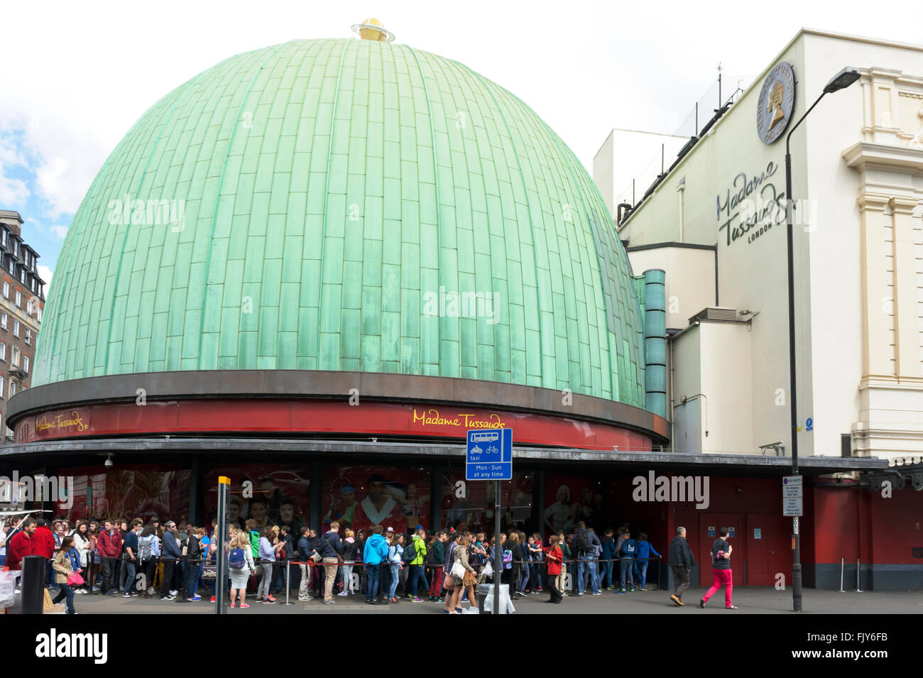 Visitors queuing outside the Madame Tussauds Wax Museum in London, United Kingdom. Stock Photo