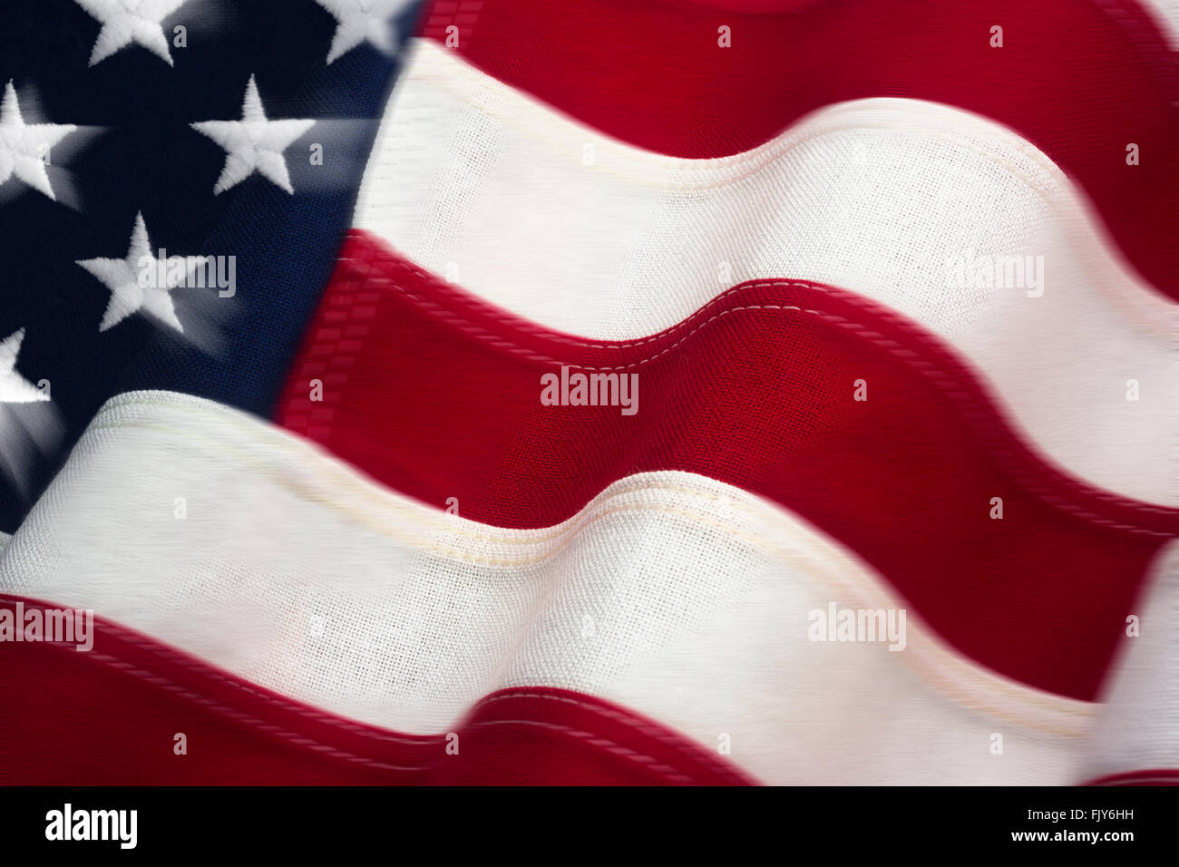 RIPPLING FLAG OF UNITED STATES OF AMERICA MADE OF EMBROIDERED COTTON ...