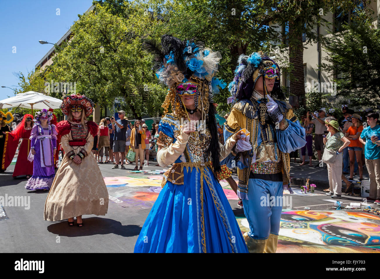 Street performers at the Italian Street Painting festival, San Rafael, California, USA Stock Photo