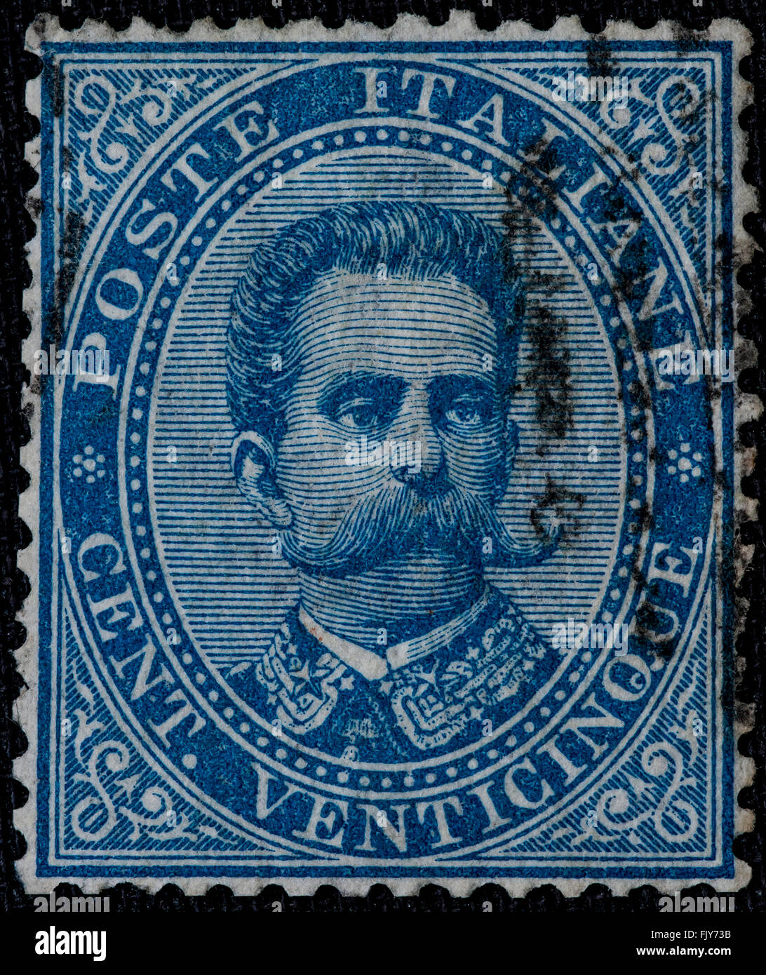 1879 - Old postage stamp used of the Kingdom of Italy  King Umberto I - 25  c. Stock Photo