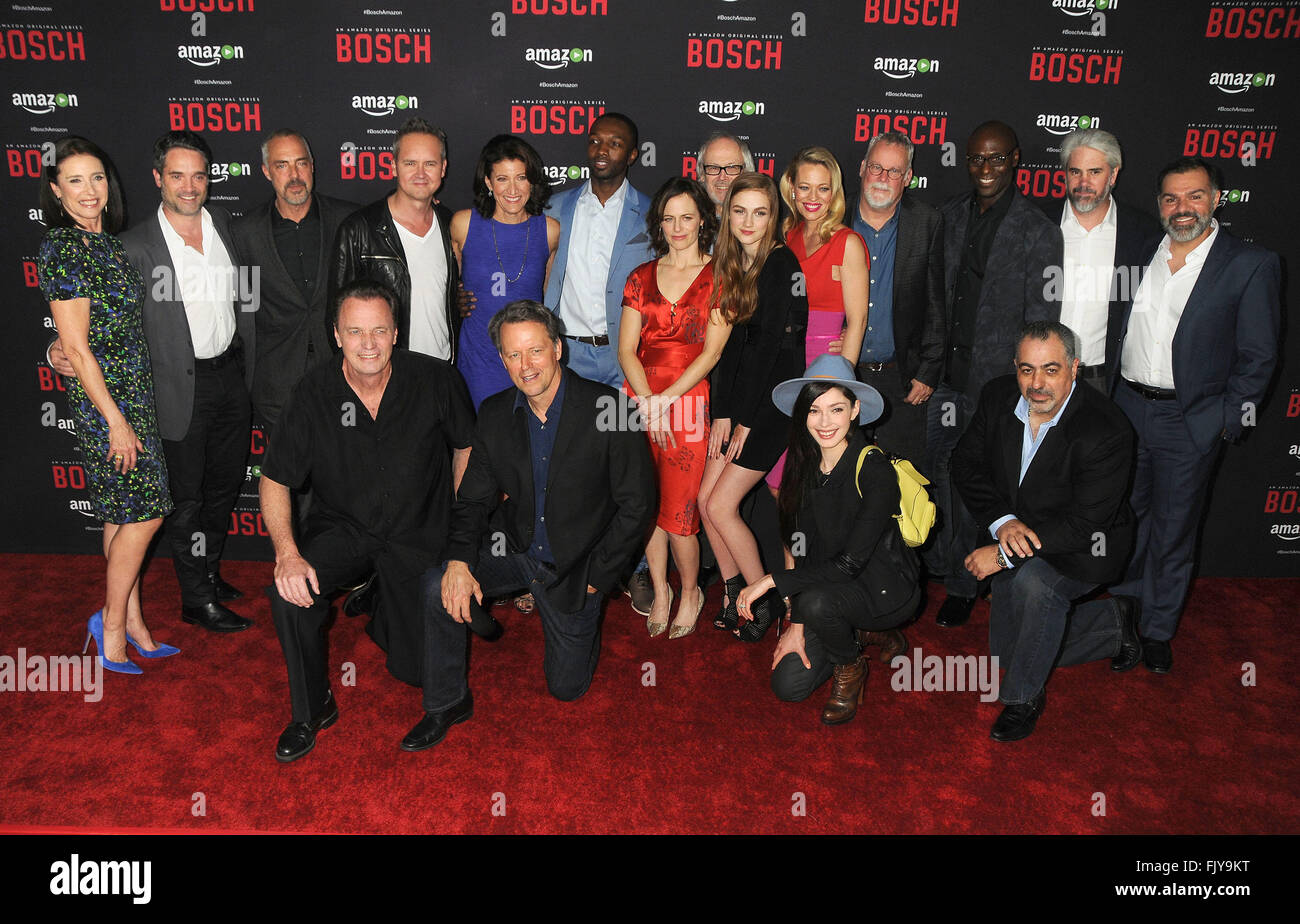 West Hollywood, CA, USA. 3rd Mar, 2016. Cast and Crew of ''Bosch