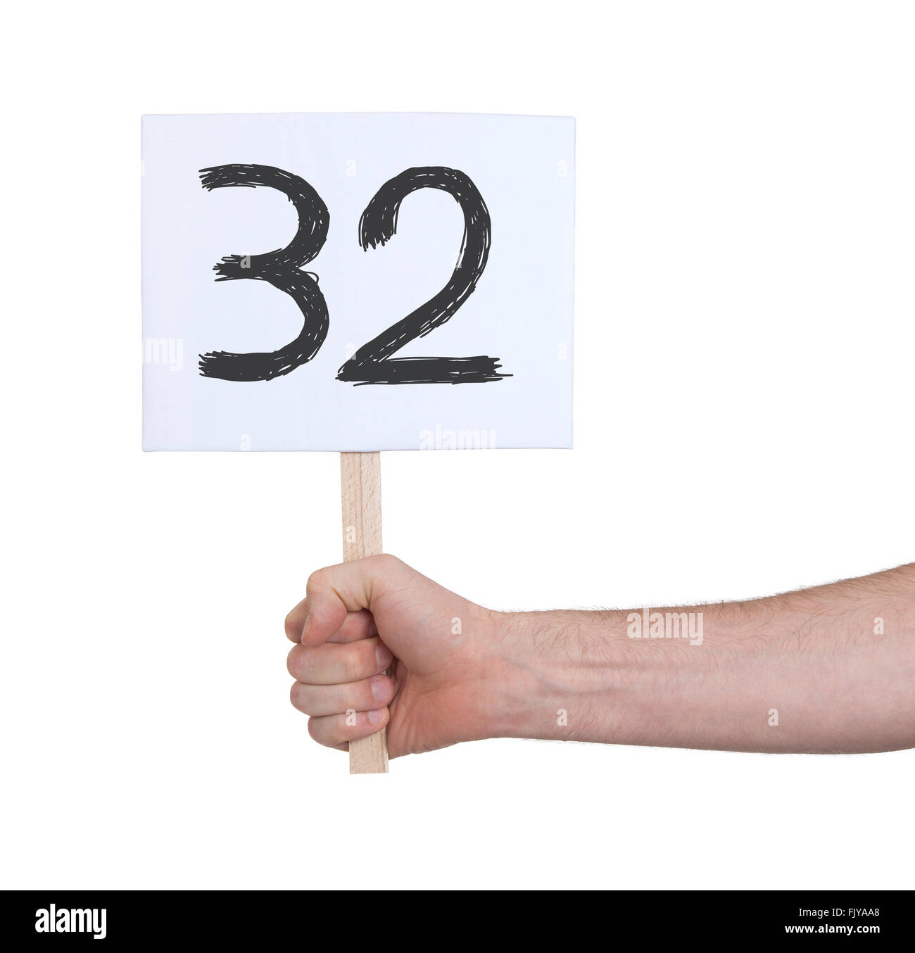 Sign with a number, isolated on white - 32 Stock Photo