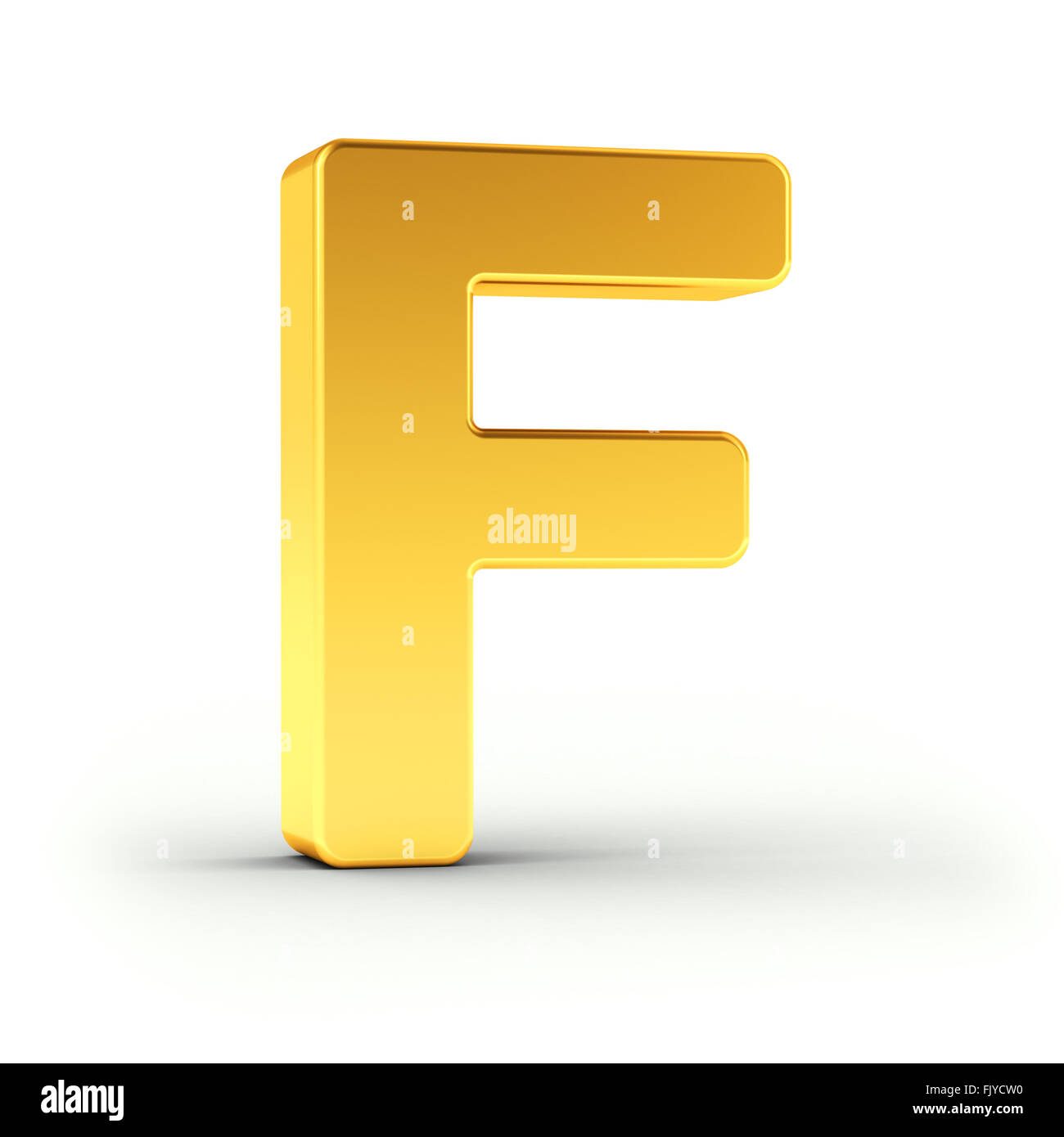 The Letter F as a polished golden object Stock Photo