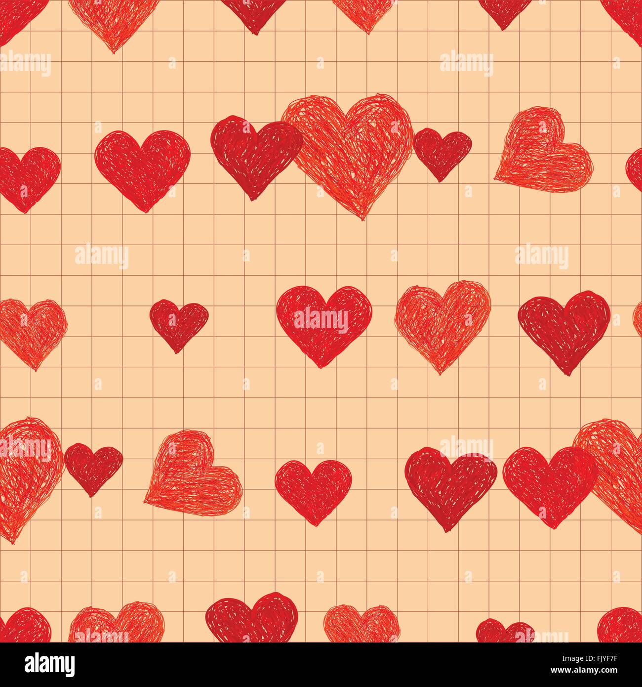 Doodle seamless pattern with hearts Stock Vector Image & Art - Alamy
