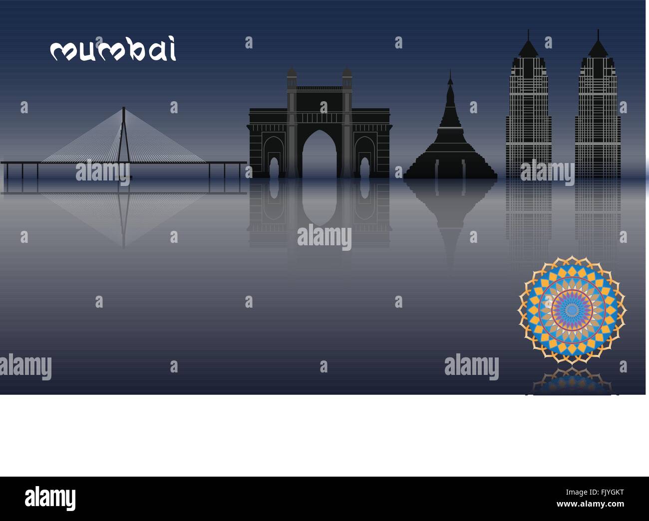 Vector Concept Mumbai Illustration, ep10 Vector, Transparency Used Stock Vector