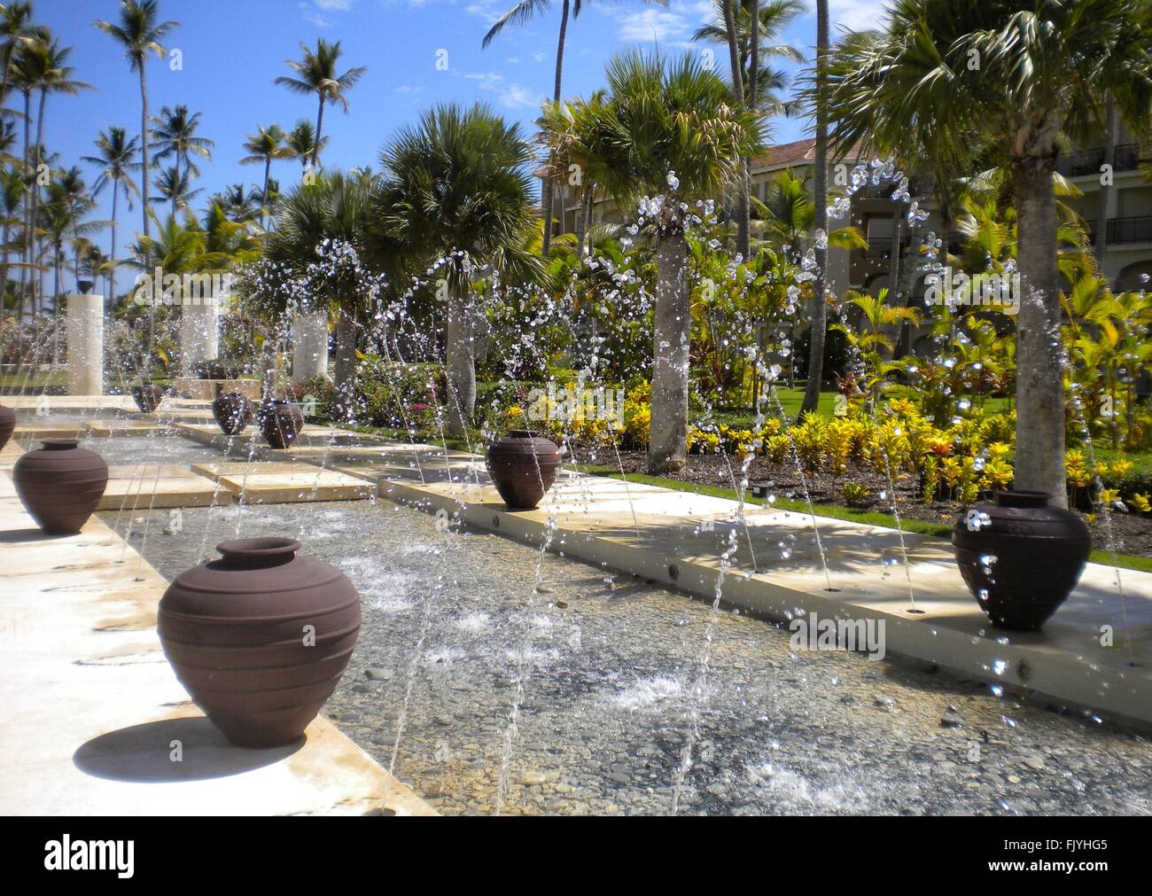 Fountains In Park Stock Photo Alamy