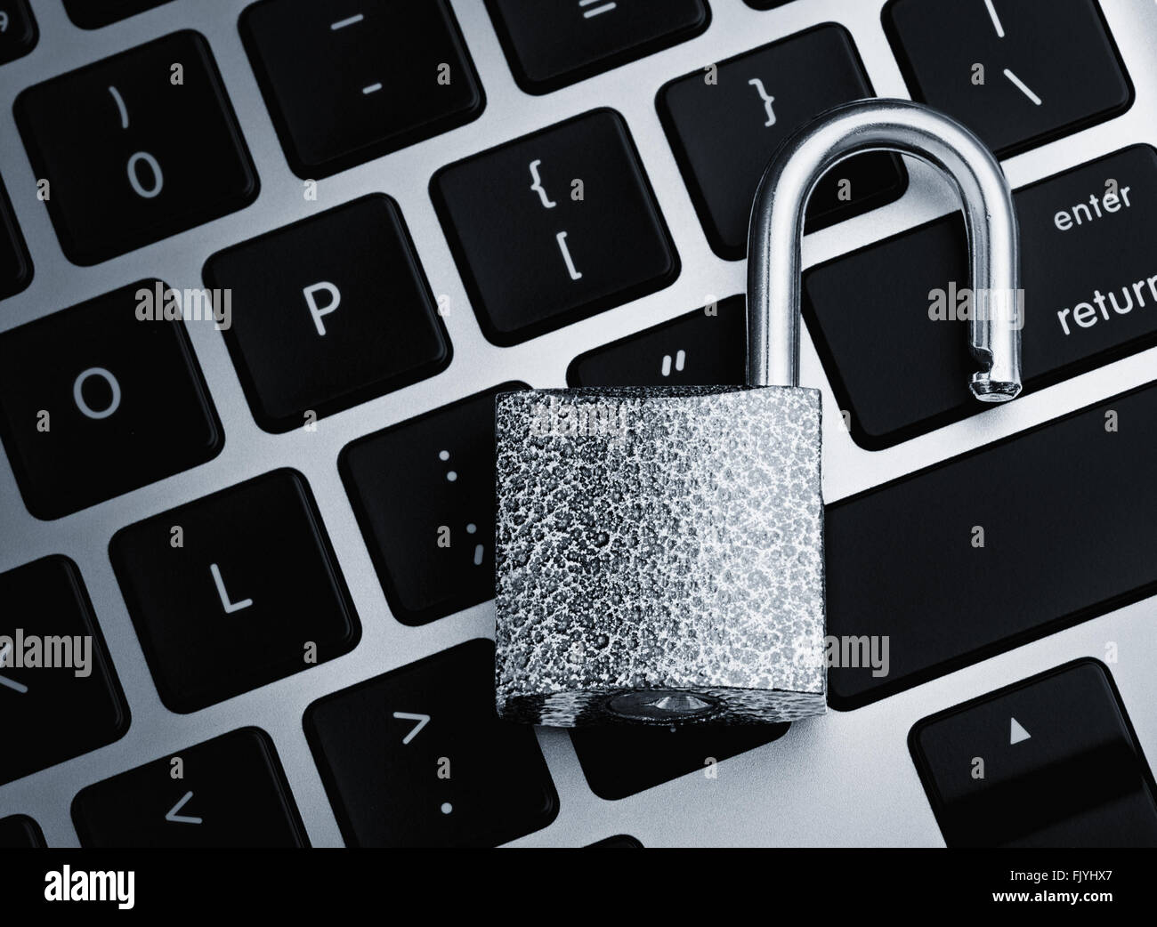 open security lock on computer keyboard computer security breach