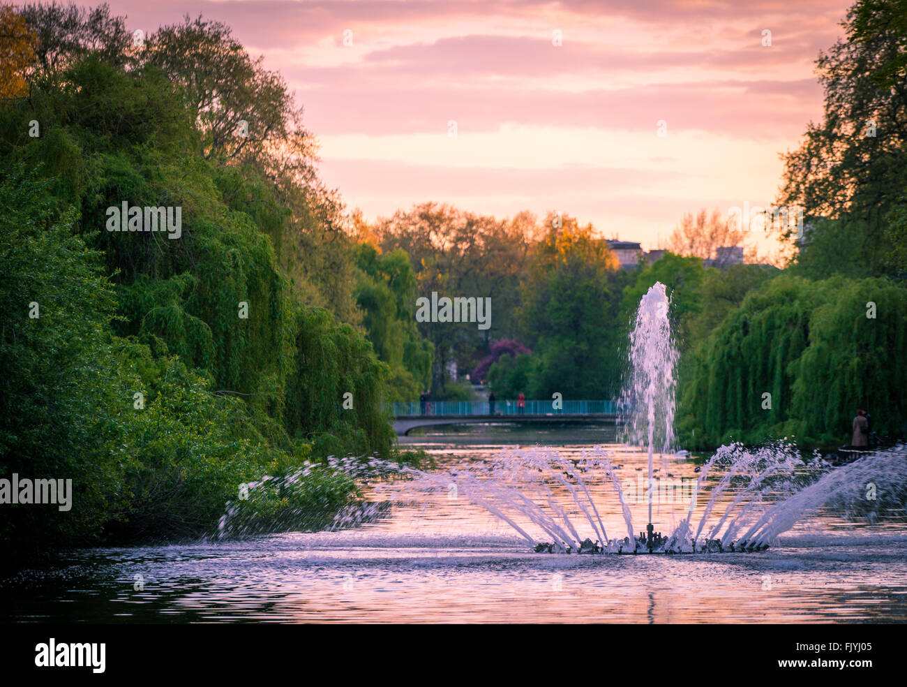 The lake and fountain in St James park, London Stock Photo Alamy