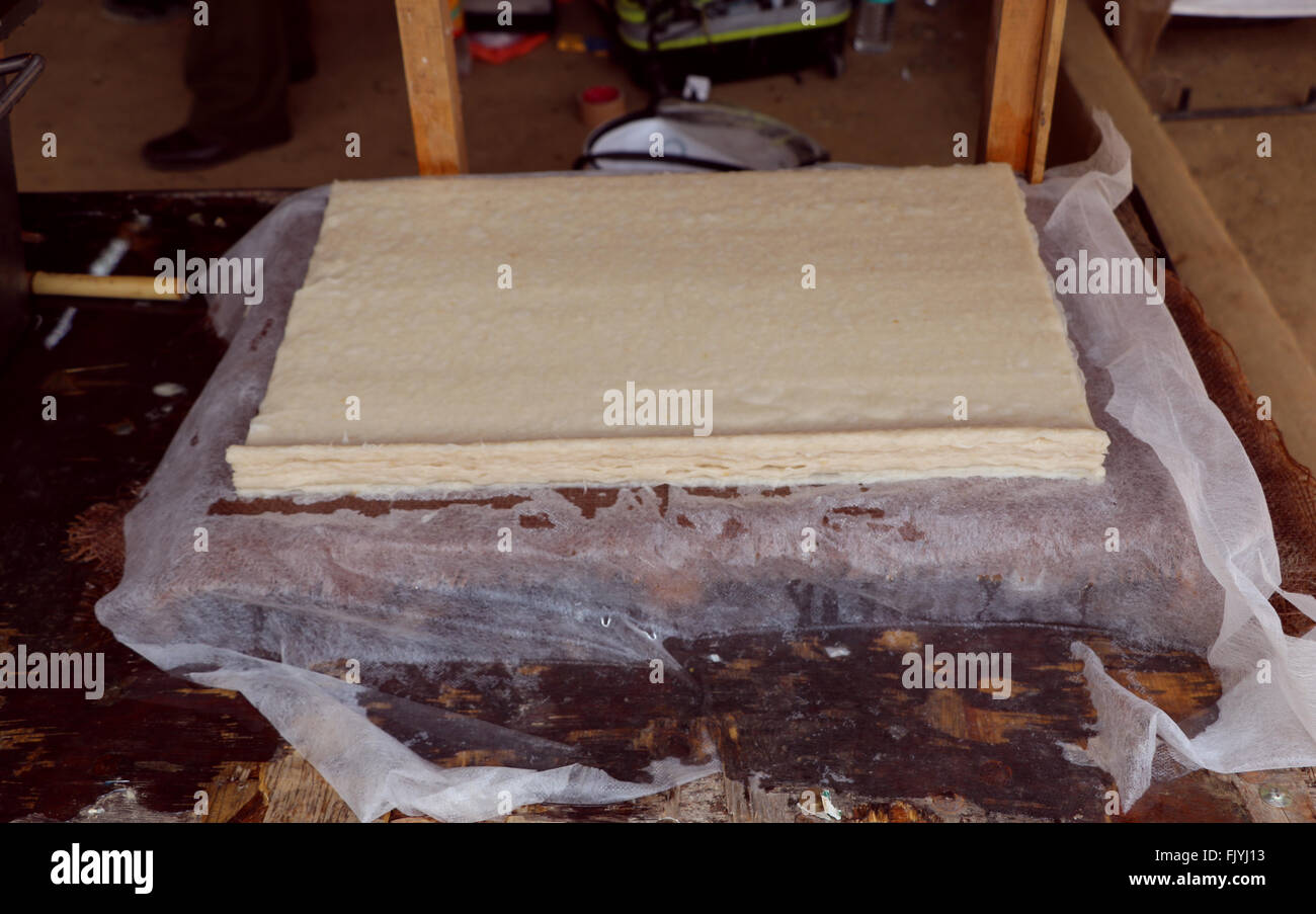 Hand made fresh hemp paper Stock Photo Alamy