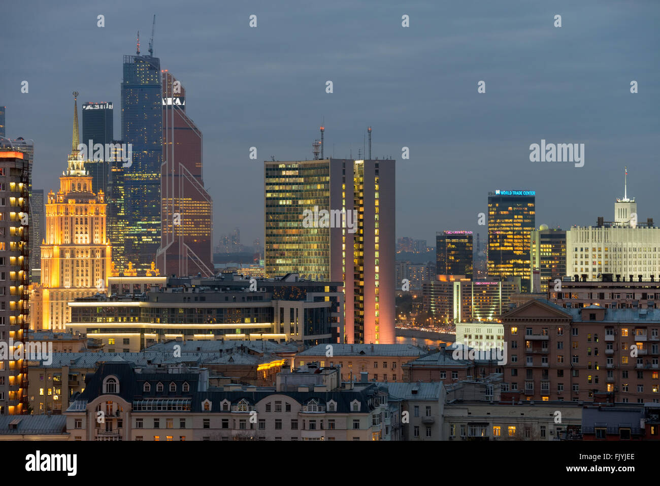 Panoramic view on of skyscrapers Moscow City with New Arbat and Presnensky district of Moscow, Russia Stock Photo