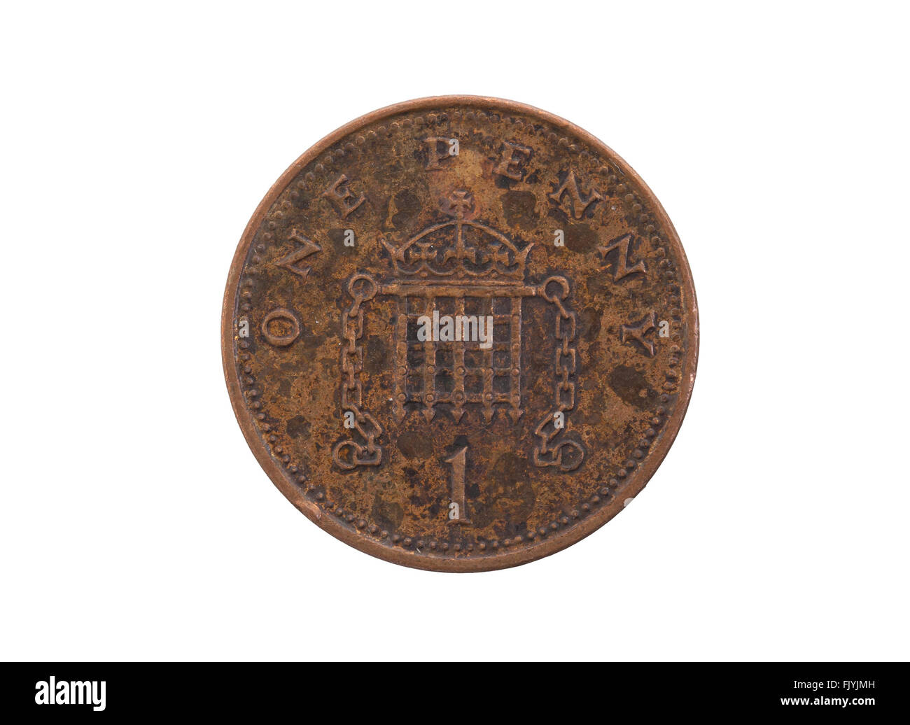 Old penny coin isolated on a white background Stock Photo - Alamy
