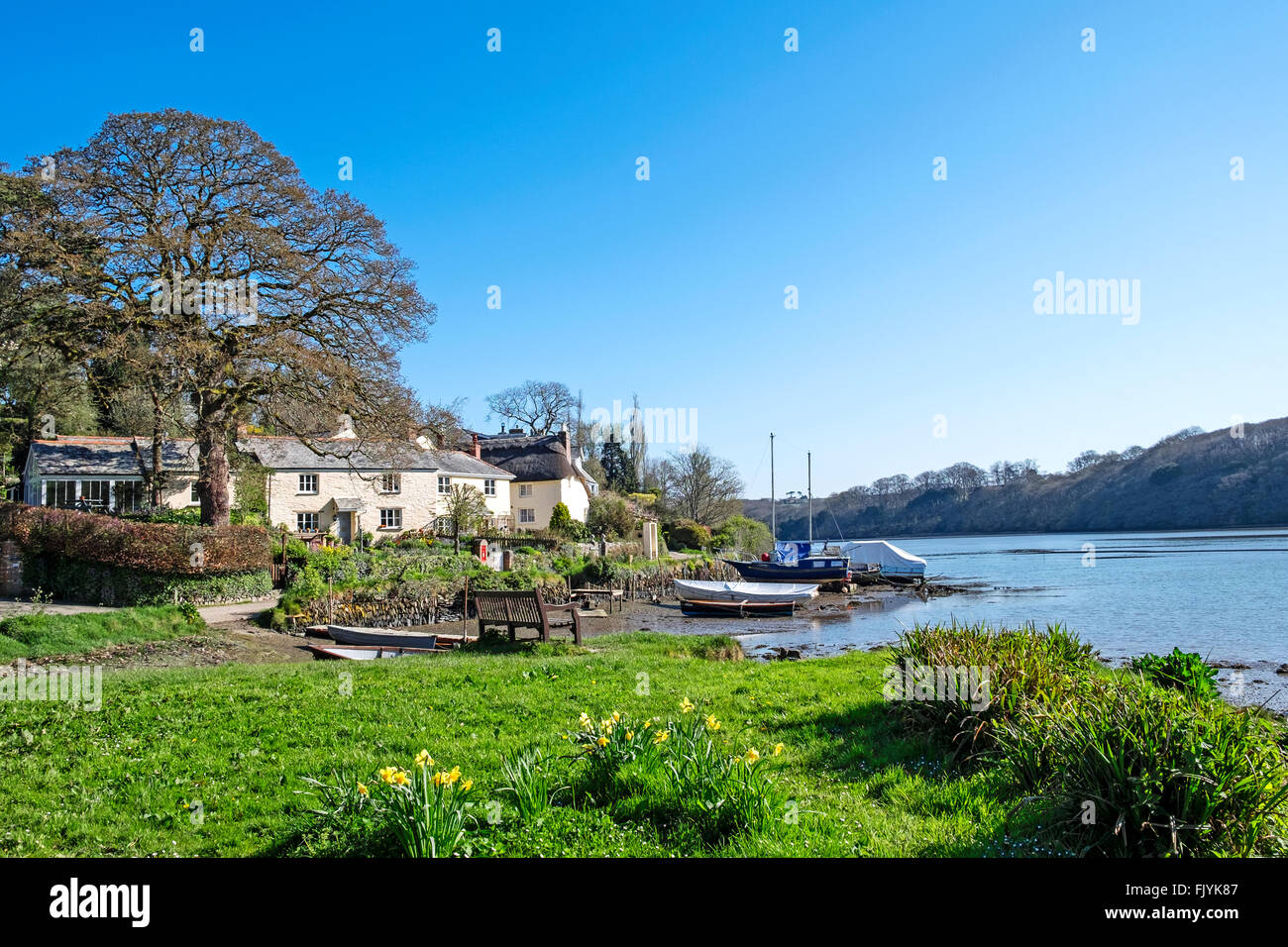 The riverside hamlet of St.Clement near Truro in Cornwall, England, UK Stock Photo