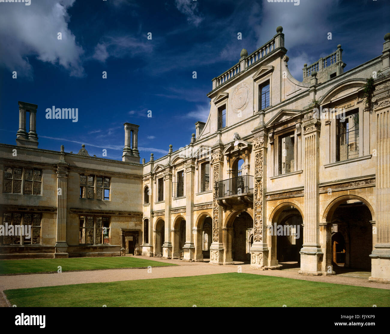 KIRBY HALL, Northamptonshire. The North side of the inner court. Stock Photo