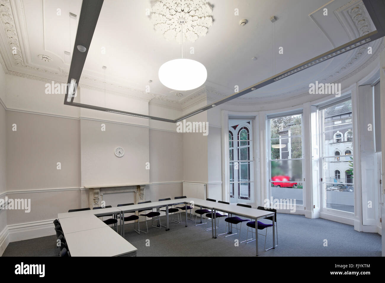 Tyndalls Park Road, Refurbishment of University Teaching and Administration Spaces. Plasterwork ceiling. Stock Photo