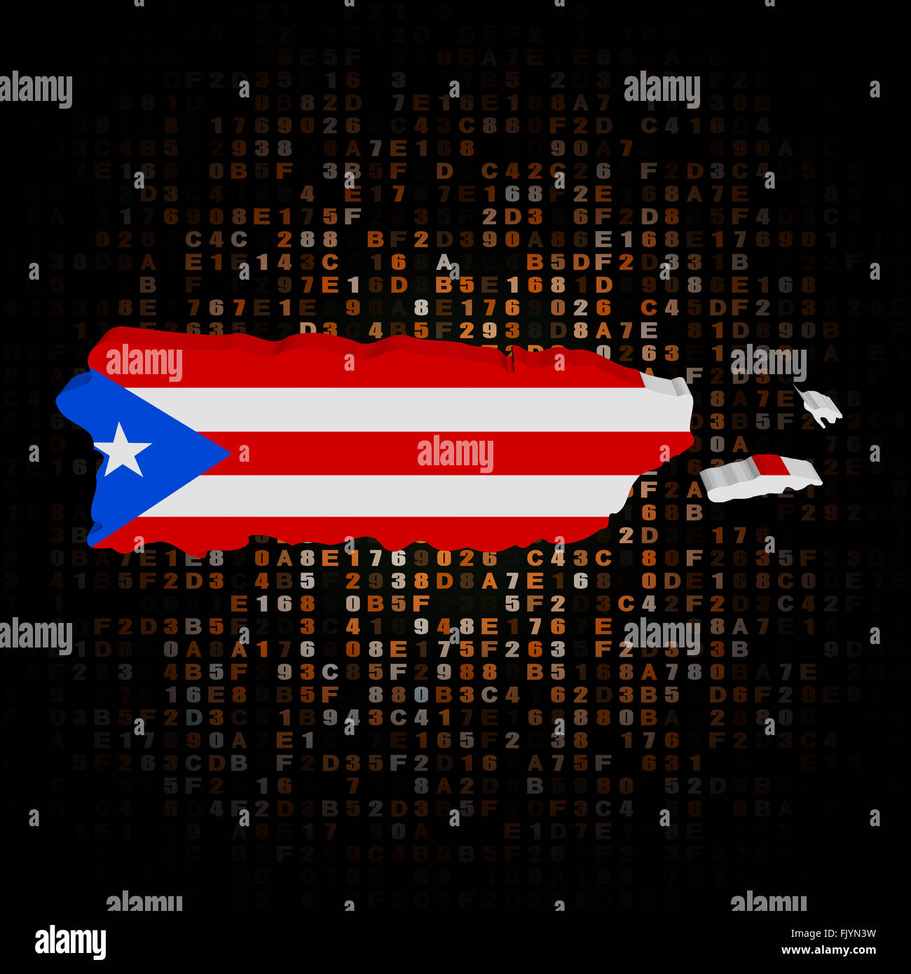 Puerto Rico map flag on hex code illustration Stock Photo - Alamy