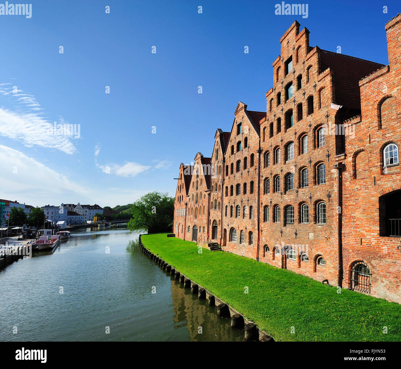 The Salzspeicher (salt storehouses), historic brick buildings, built in the 16th-18th century, Lubeck, Germany. Stock Photo