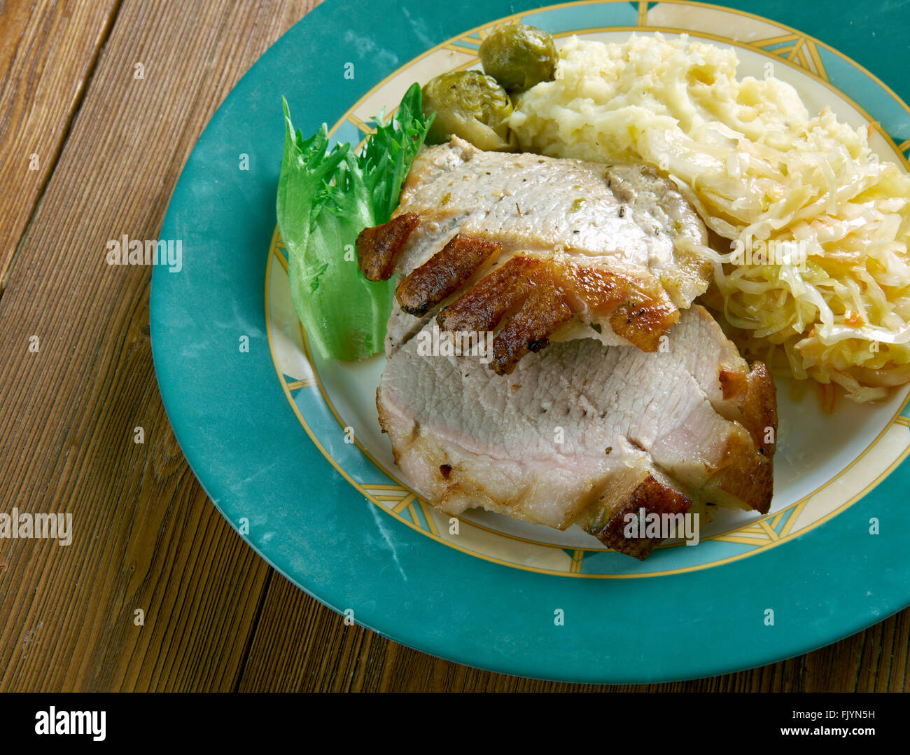 Krustenbraten Roast pork with crackling in beer.German cuisine Stock