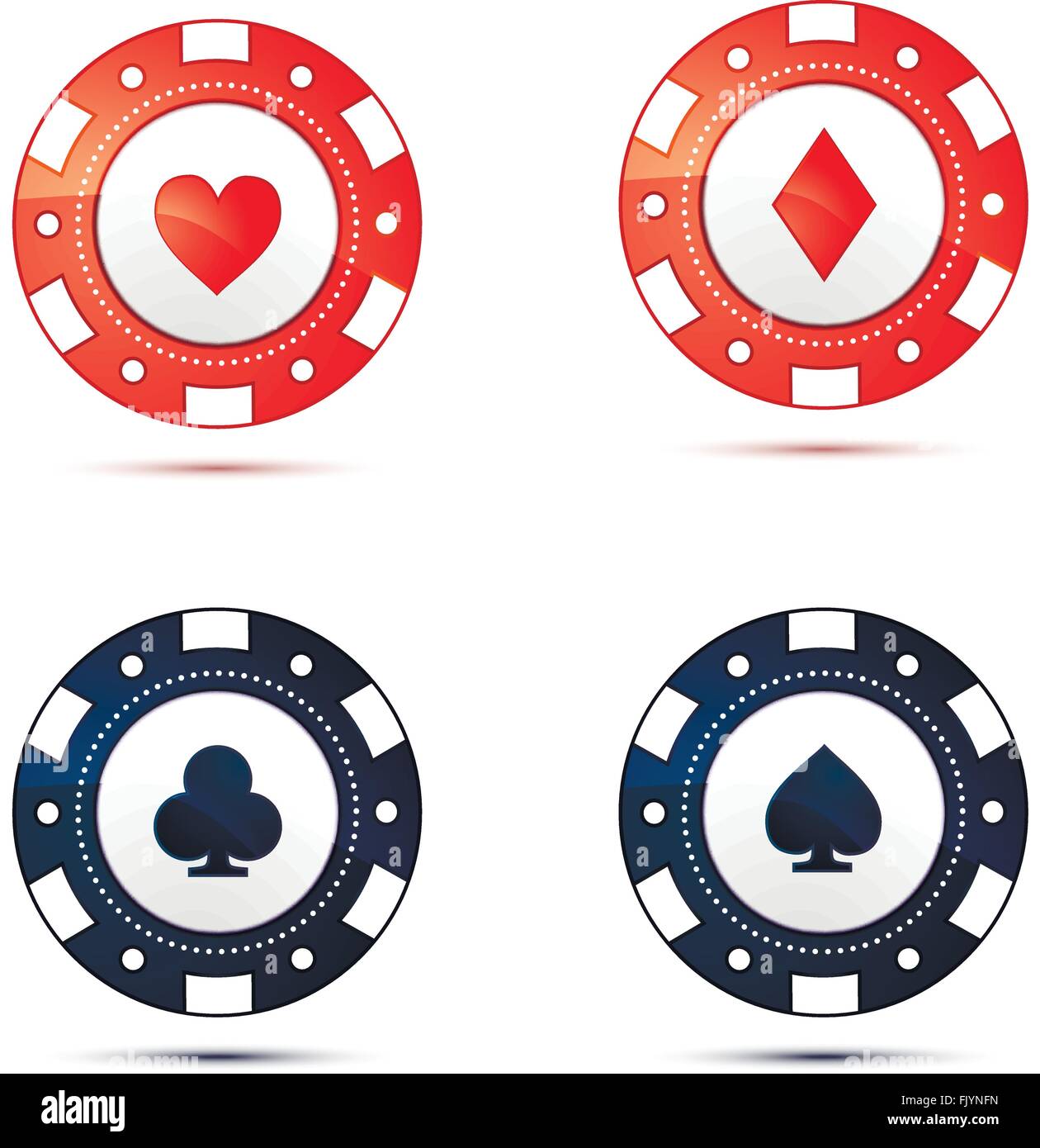 Casino chips with card suits symbols on white Stock Vector Image & Art