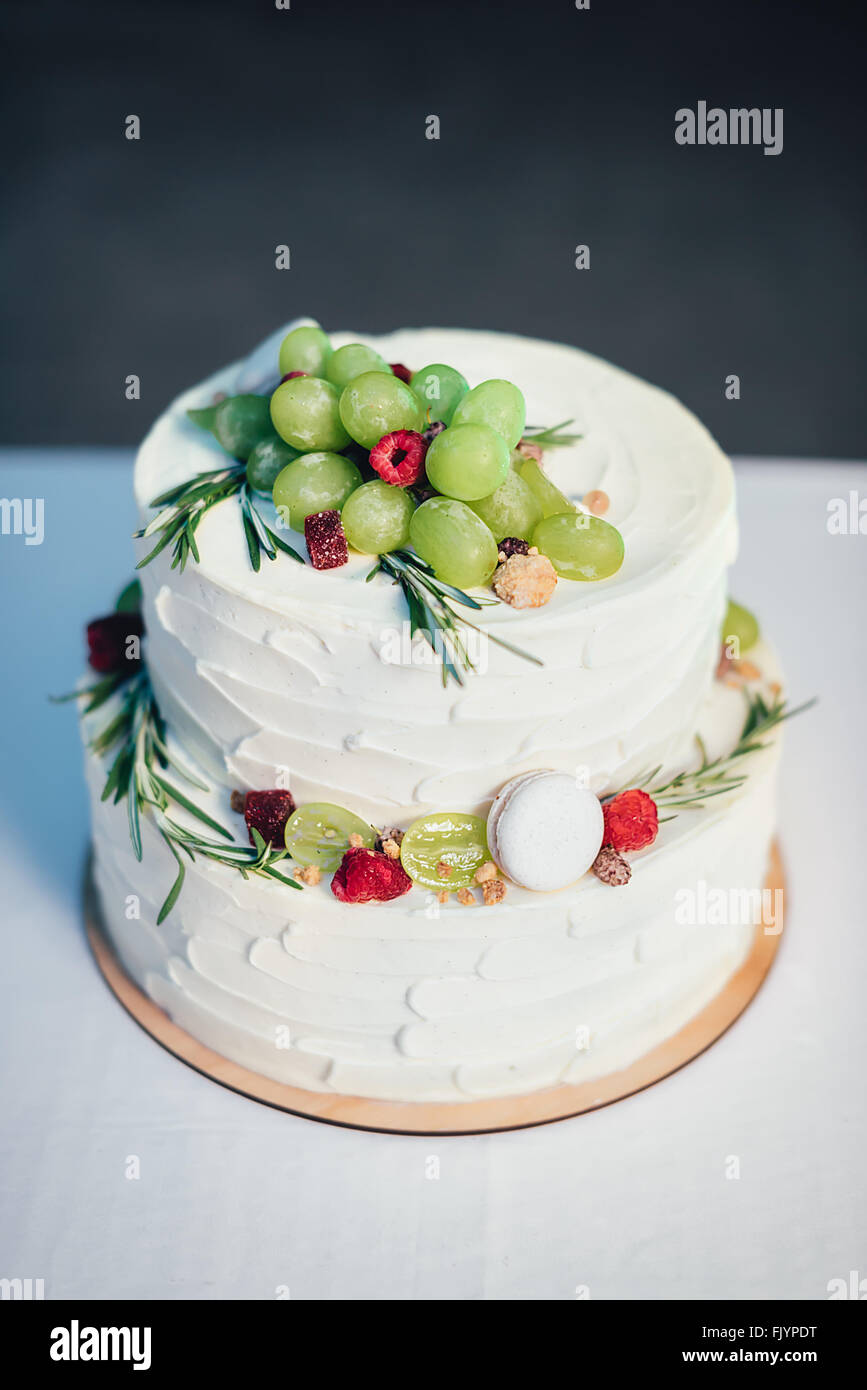 Wedding cake with fruits Stock Photo